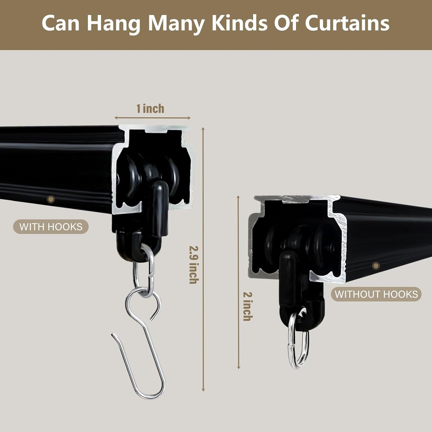 Ceiling Curtain Tracks,Curtain Track Wall Mount,Track Curtains Rod Ceilings Mount Heavy Duty Ceiling Tracks for Curtains Room Divider Rod with Hooks,Black 3-6ft