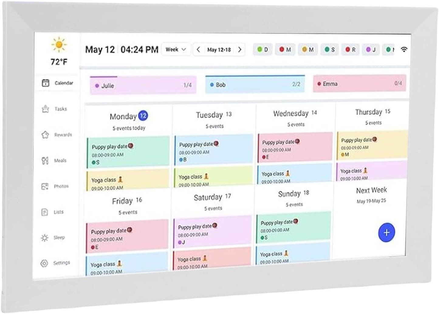 GOWENIC 15.6" Digital Calendar Chore Chart, 1080P Interactive Touchscreen Wall Planner with 2 Ways Synchronization, Seamless Scheduling for Family (US)