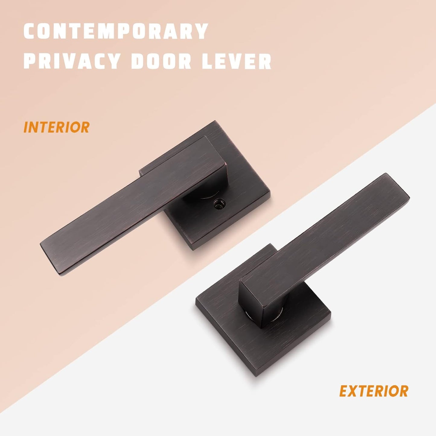 KNOBWELL Oil Rubbed Bronze Heavy Duty Interior Door Handle, Classic Passage Door Lever for Hall and Closet, Left or Right Handing Levers with Flat Style 2.07 lb One Lever