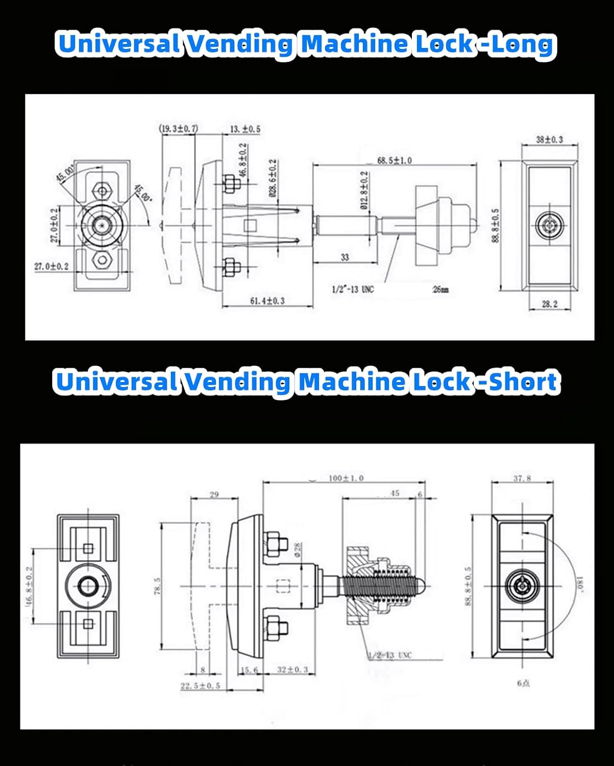 Universal Vending Machine Lock with 3 Keys Buy Vending Machine Lock Long and Short Models Versatile Replacement Security Solution-(Long)