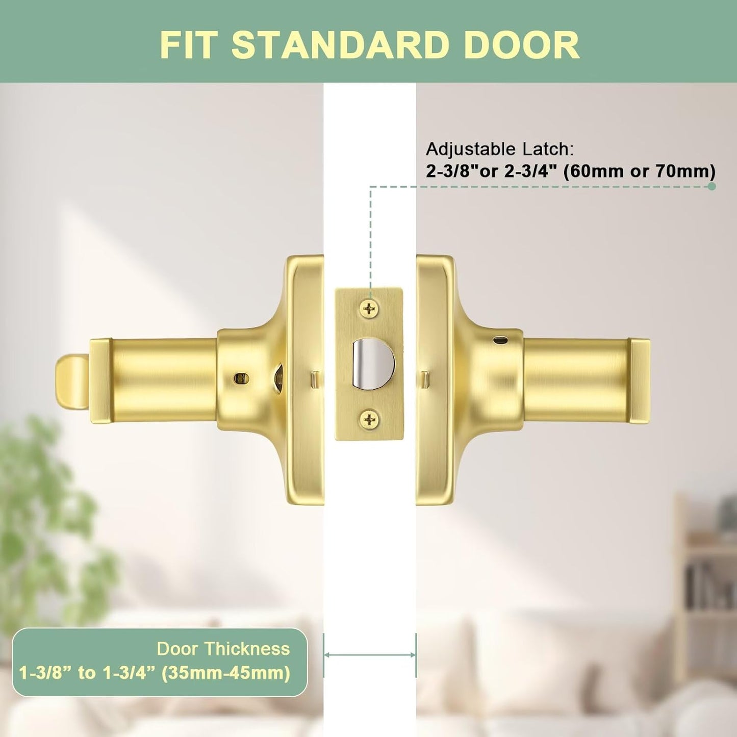 GOBEKOR 6 Pack Gold Door Handles Interior,Heavy Duty Privacy Door Levers with Lock,Sleek Round Interior Door Handles for Bedroom and Bathroom with No Key