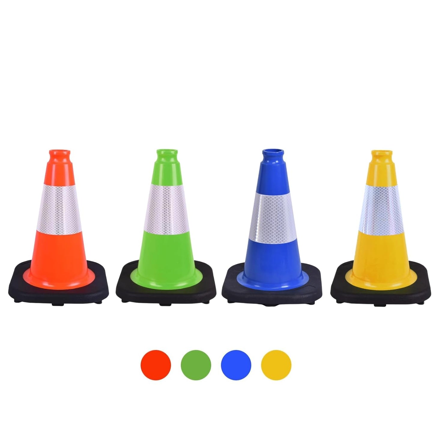 4 Pack 12 Inch Yellow PVC Traffic Cones with Black Base, Durable Sports Training Markers for Gym, Indoor & Outdoor Activities (4, Yellow, 12 Inch)