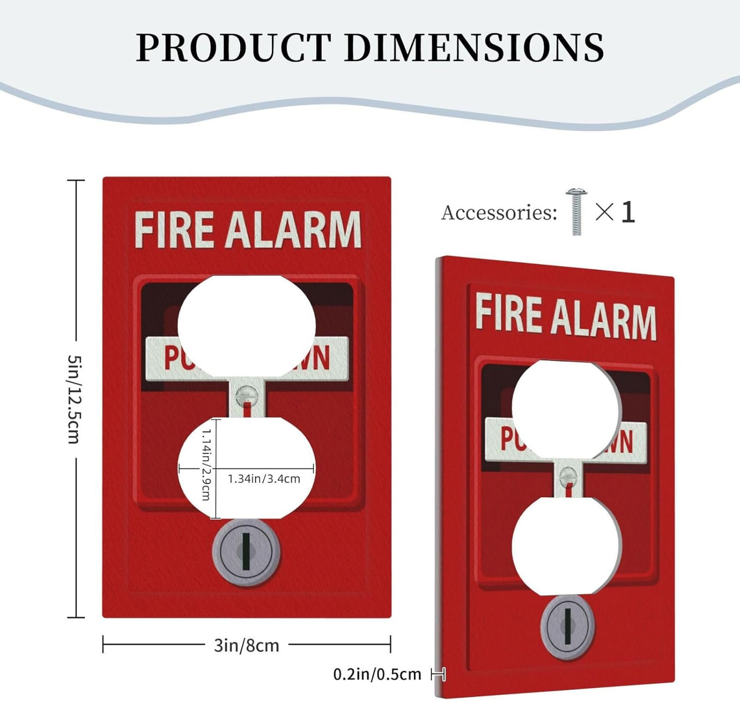 Decorative Outlet Covers Red Fire Alarm Novelty 1 Gang Wall Plate Receptacle Duplex Light Switch Cover Plate Single Dual Plug Covers Electrical Switchplate Faceplate for Office Home Decor