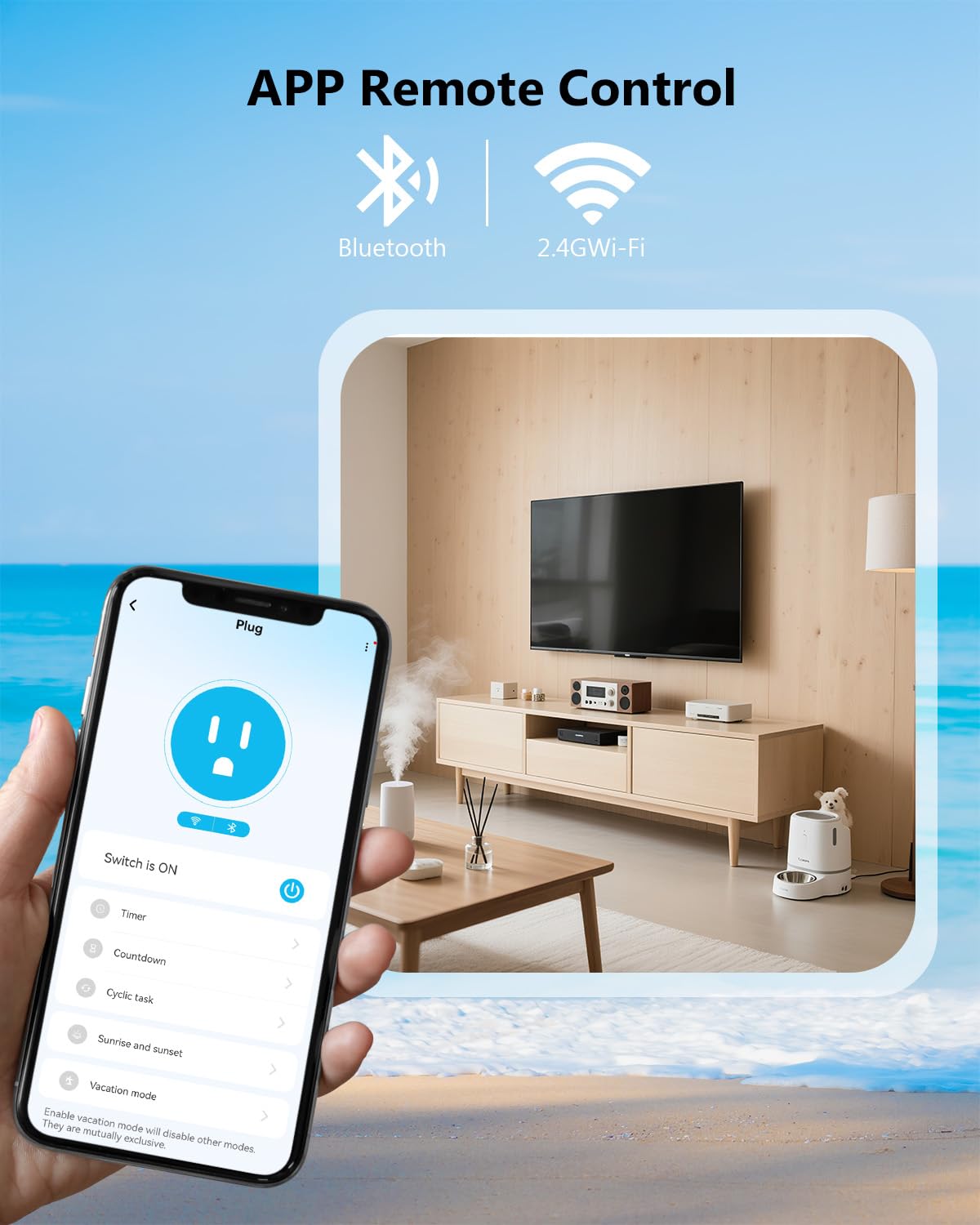 DAYBETTER Smart Plug 15A/1800W, Smart Plugs Compatible with Alexa and Google Home, 2.4GHz WiFi Bluetooth Alexa Smart Plugs, Smart Outlet with APP Control, Timer & Schedule, 2Pack