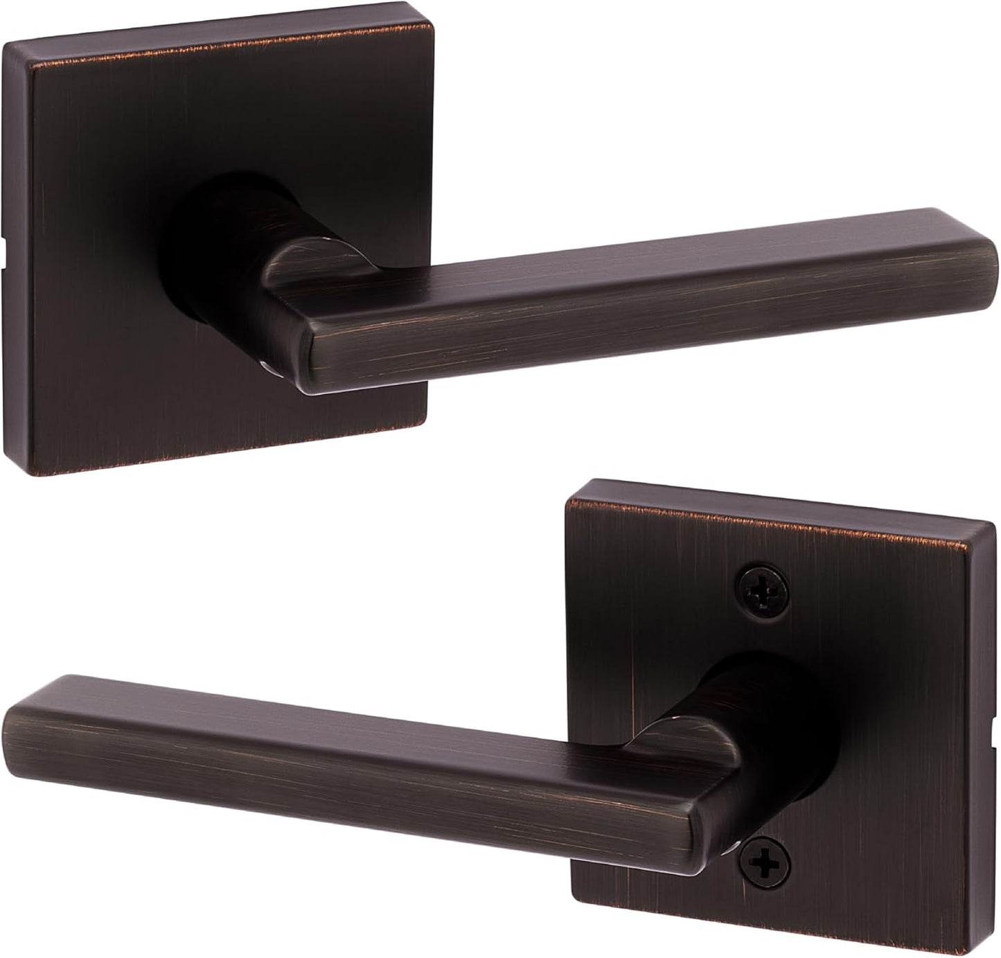 Kwikset Halifax Interior Passage Door Handle, Lever For Closet and Hallway Doors, Reversible Non-Locking Handle Lever, Venetian Bronze, with Microban Protection