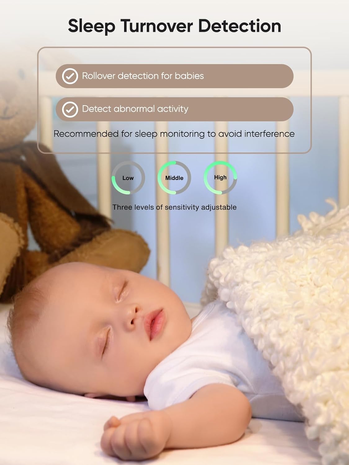 bonoch 1440p Baby Monitor with Camera and Audio, 5.5" Smart No WiFi Video Baby Camera, Crying/Motion/Turnover Detect, 240h Long-Lasting, Hack Proof, Night Vision, VOX Mode, White Noise, Shower Gifts