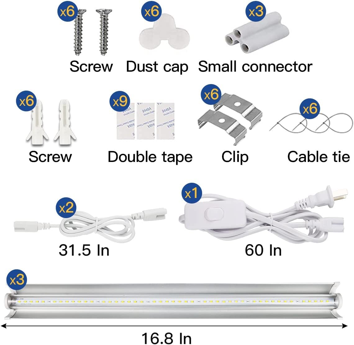 T5 Grow Lights 1.4Ft, 5000K White Full Spectrum LED Plant Growing Lamp Strips for Indoor Plants, Seeds Starting, Succulents, High PPFD with V-Shaped Reflector
