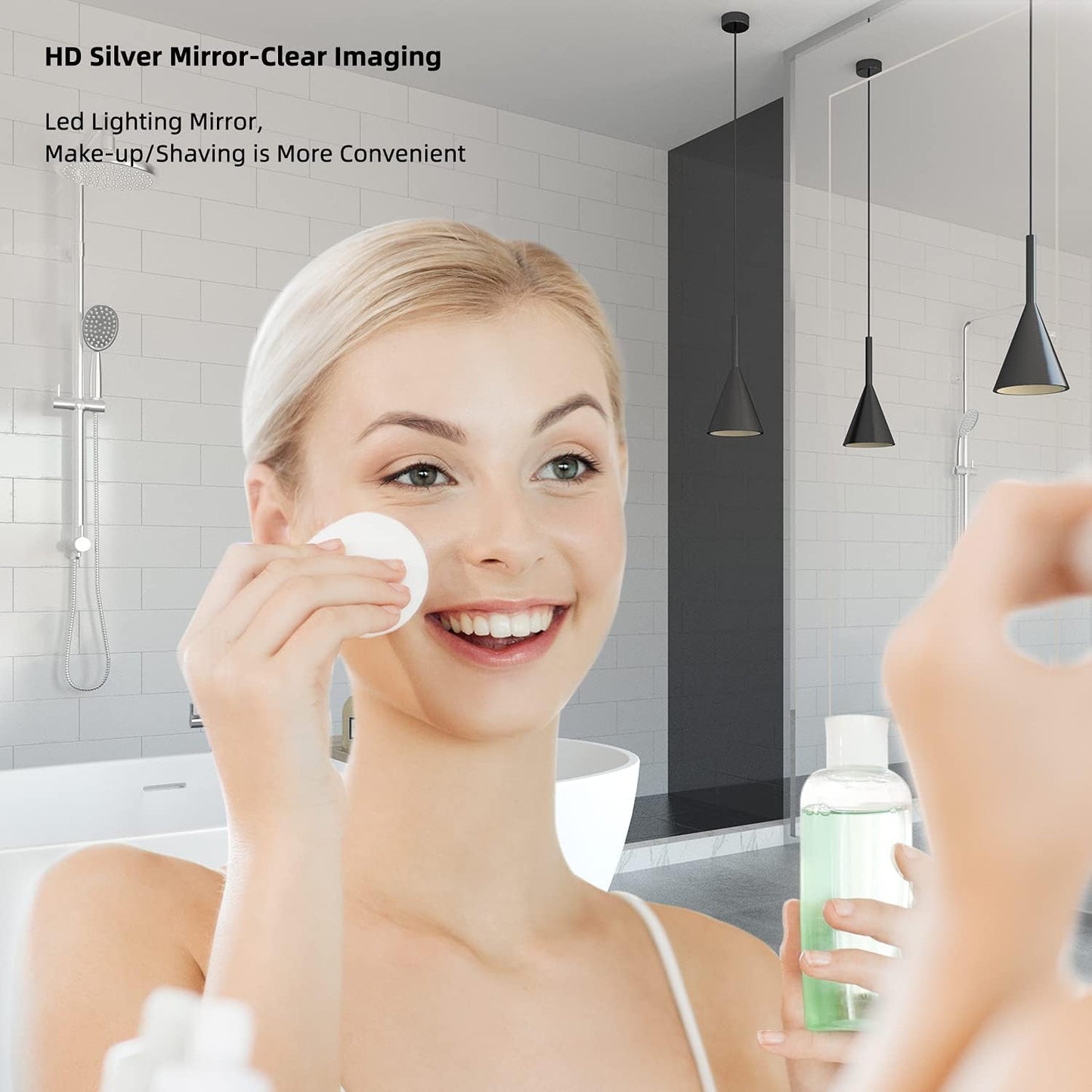 COOL2DAY LED Mirror for Bathroom,55x36 Inch Lighted Bathroom Vanity Mirror with Lights, Double Light Strips, 3 Colors, Shatter-Proof, Anti-Fog and Brightness Memory