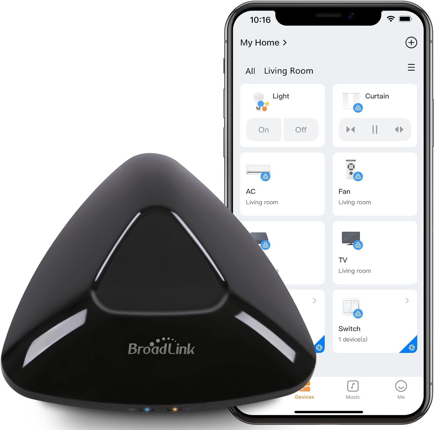 Broadlink RM MAX Smart Home Hub, Wi-Fi & BLE Universal Remote for IR/RF Devices, Compatible with Alexa & Google Home, Easy Setup, RF Hub for TV, AC, Blinds