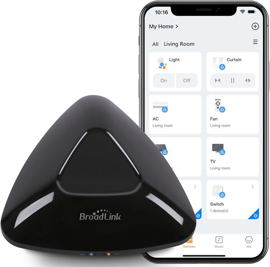 Broadlink RM MAX Smart Home Hub, Wi-Fi & BLE Universal Remote for IR/RF Devices, Compatible with Alexa & Google Home, Easy Setup, RF Hub for TV, AC, Blinds