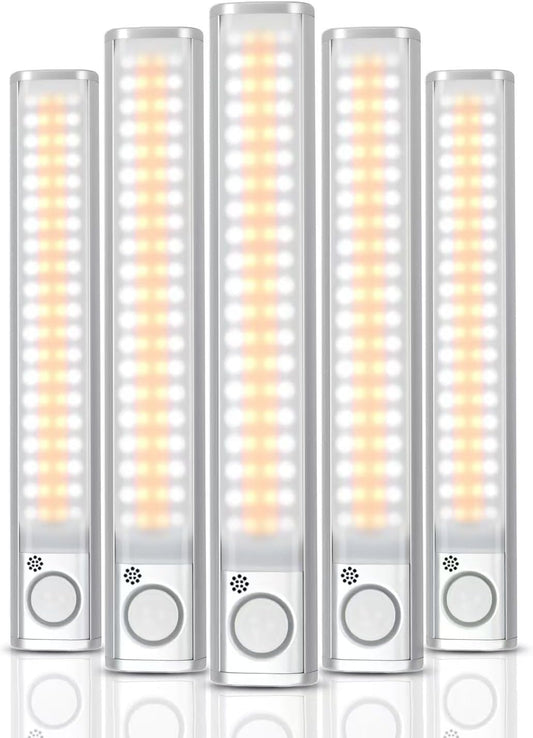 Under Cabinet Lighting, 80 LED Motion Sensor Light Indoor, Rechargeable Closet Light, 3 Color Temps Under Cabinet Lights, Wireless Dimmable Under Counter Lights for Kitchen, Pantry (5 Pack)