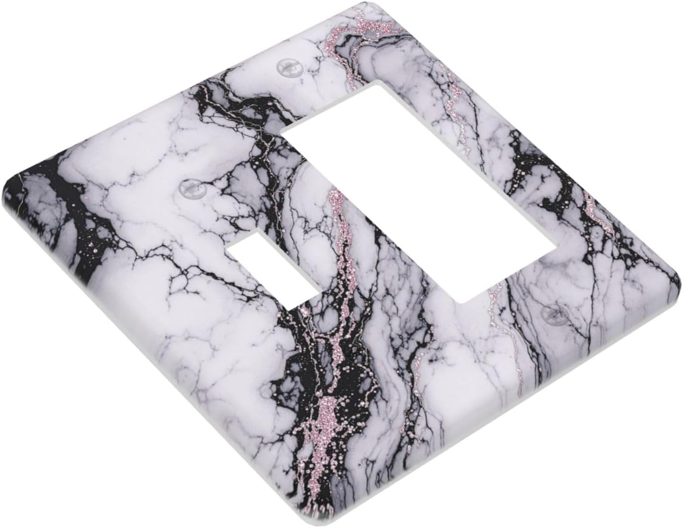 Outlet Covers White Marble Pattern Black Lines Pink Lines 1 Toggle 1 Rocker Combination Decorative Wall Plate Electrical Switch Plates Light Switch Cover Plate for living Room Office Decor