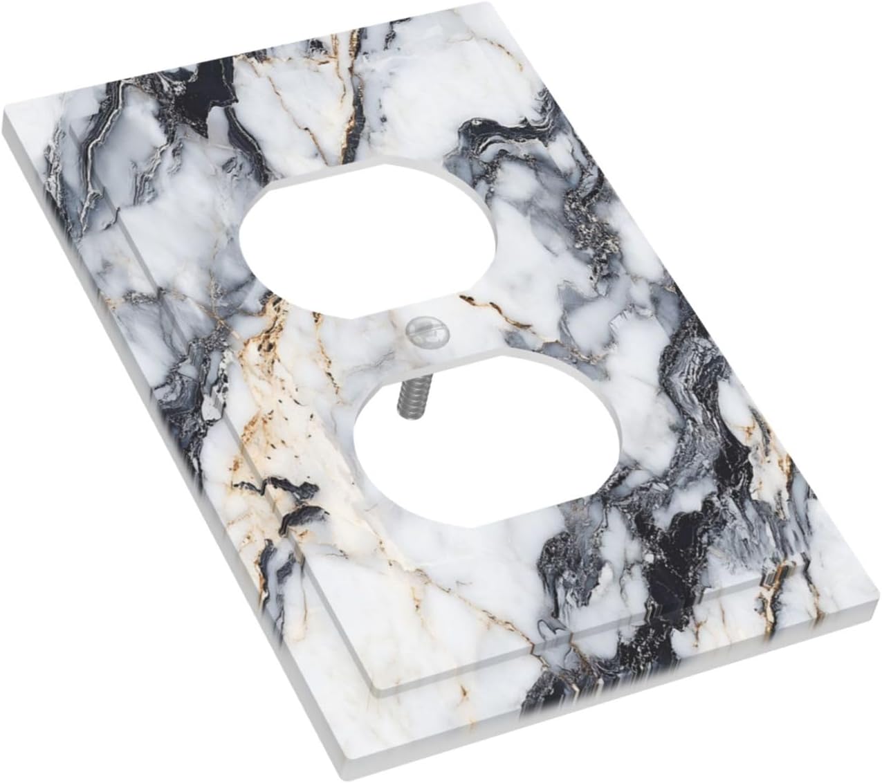 Outlet Covers Black Gold Marble Abstract Modern Luxury 1 Gang Duplex Light Switch Cover Plate Decorative Switch Plate Covers Electrical Socket Cover for Bedroom Home Decor
