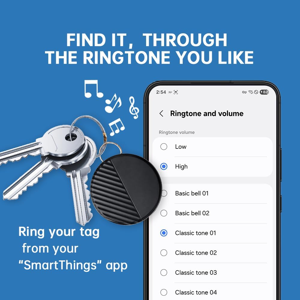 Bluetooth Tracker SmartTag for Samsung, Item Locator for Keys, Wallet, Luggage, Pets, IP65 Water-Resistant, Long and Replaceable Battery Life, Compatible with Galaxy Devices, 1 PC (Samsung Only)