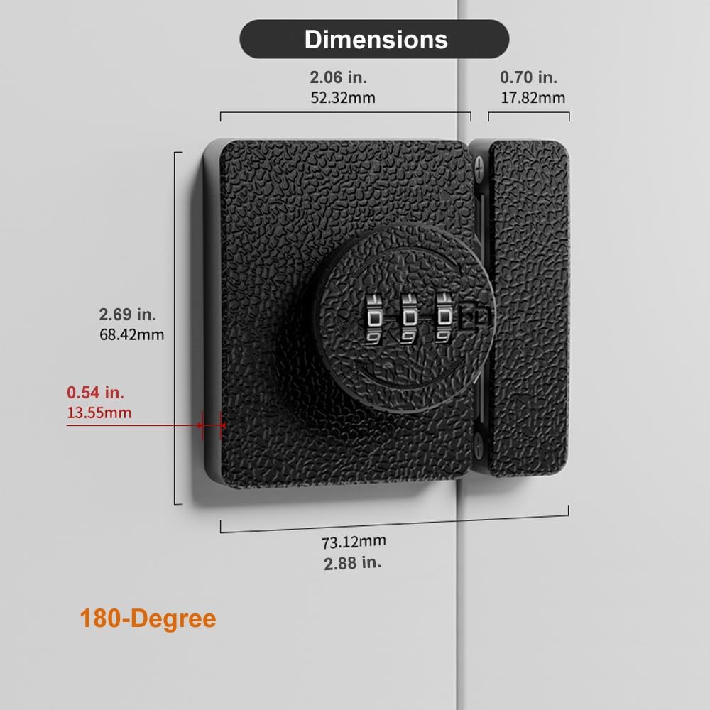 ETEKJOY Keyless Cabinet Lock 3-Digit Combination for Swinging/Sliding Door Drawer Cupboard Locker Closet Wooden Box Hook-Locking (Black, 90 Degree)