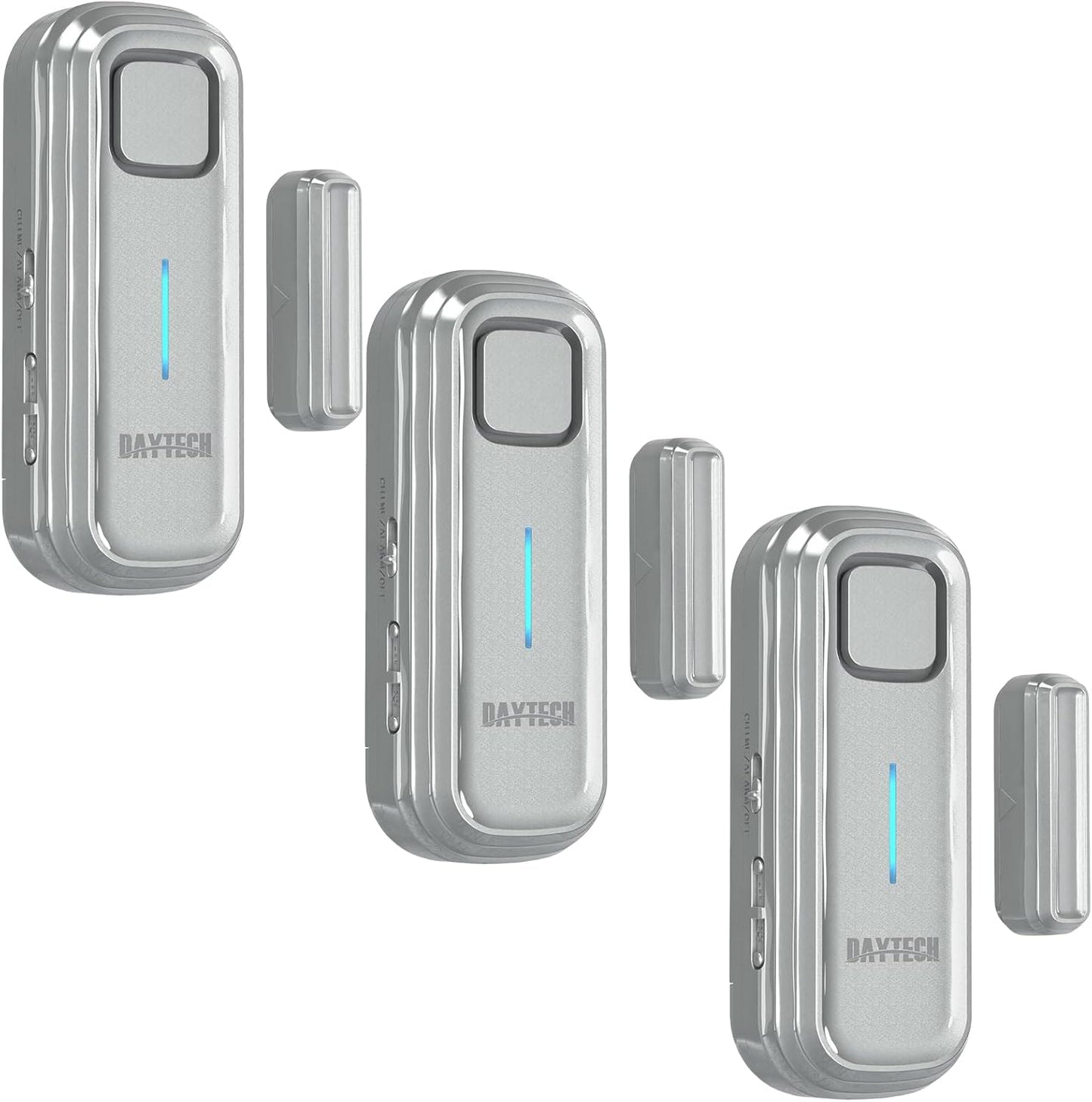 Daytech Refrigerator & Freezer Door Alarm - 1-4 Minute Adjustable Delay, 0-120dB Alarm, 3-Pack for Home, Supermarket & Business (Grey)
