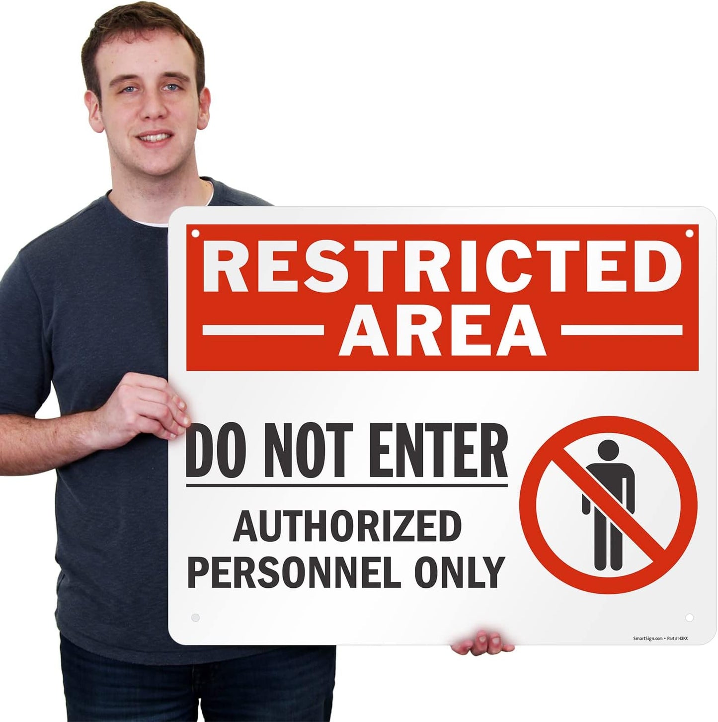 SmartSign 24 x 30 inch “Restricted Area - Do Not Enter, Authorized Personnel Only” Metal Sign with Symbol, 80 mil Laminated Rustproof Aluminum, Red, White and Black, Made in USA