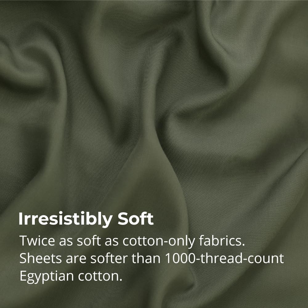 Cariloha Aloha Soft 4-Piece Sheet Set | Coastal Pine | King | Made from 100% Viscose derived from Bamboo | Introductory Sheet Line