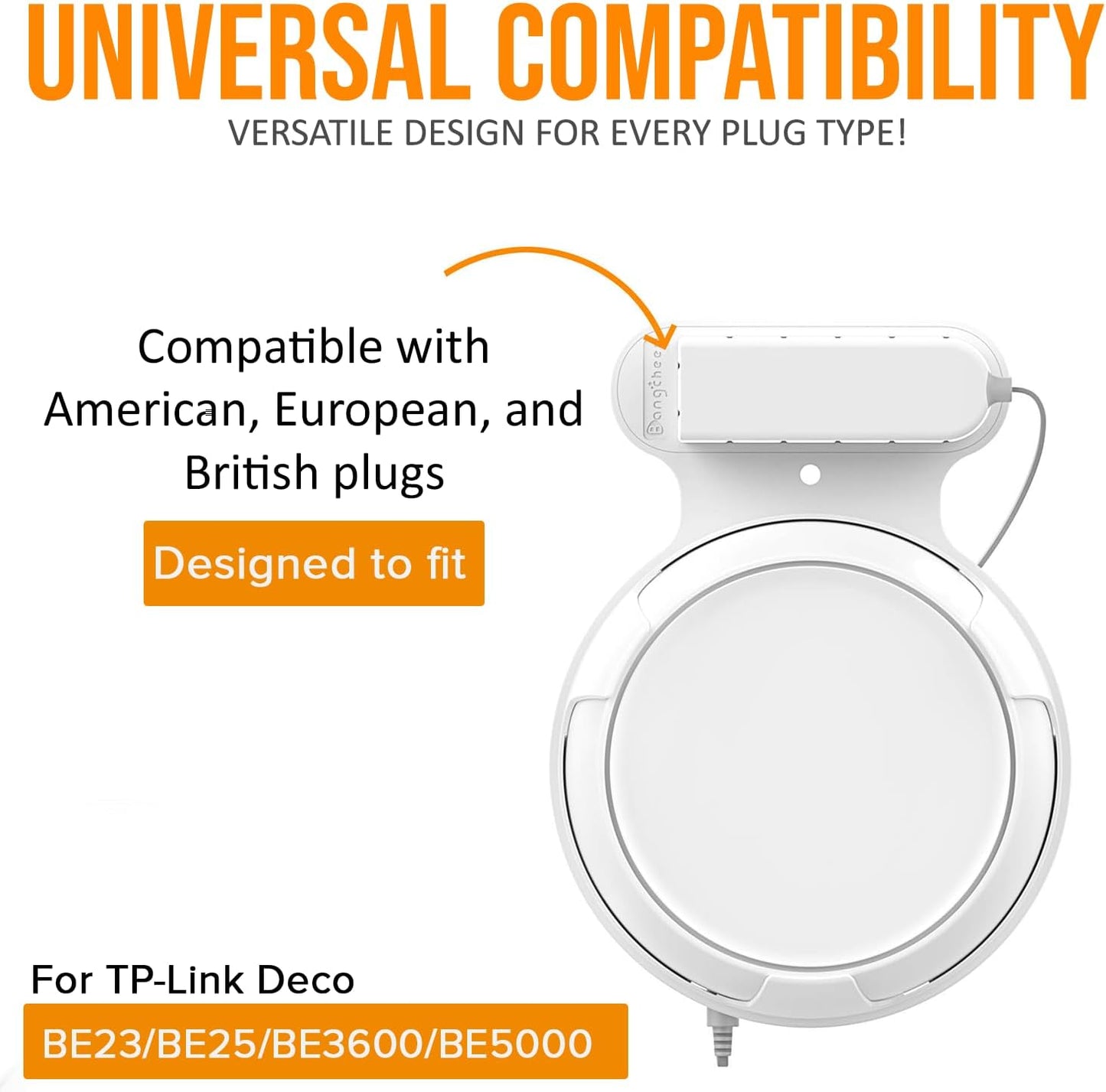 Wall Mount Bracket for TP-Link Deco BE23/BE25/BE3600/BE5000 Mesh WiFi 7 System Network and Power Cord Management Space-Saving TP-Link WiFi 7 Router Wall Mount Bracket (White-2Pack,White)