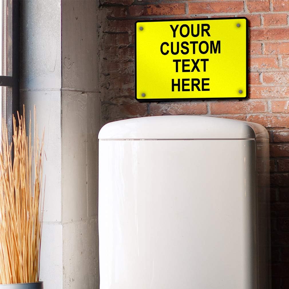 Aluminum Weatherproof Metal Sign Multiple Sizes Custom Personalized Text Here Yellow Black Caution Horizontal Street Signs 10x7Inches