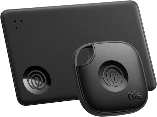 Tile by Life360 Starter Pack - Bluetooth Trackers and Item Finders for Keys, Wallets & More. Both iOS and Android Compatible. Phone Finder. 2-Pack (Black Mate/Slim)