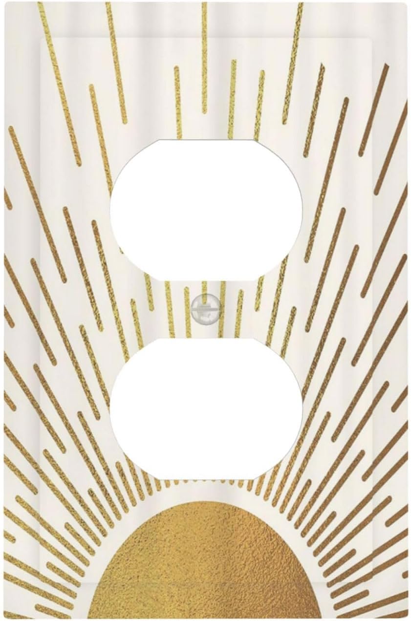 Decorative Outlet Covers Boho Mid Century Gold Sun Sunbeams 1 Gang Duplex Light Switch Cover Plate Unique Wall Plates for Electrical Outlets Switch Plate Covers for Bedroom Home Decor