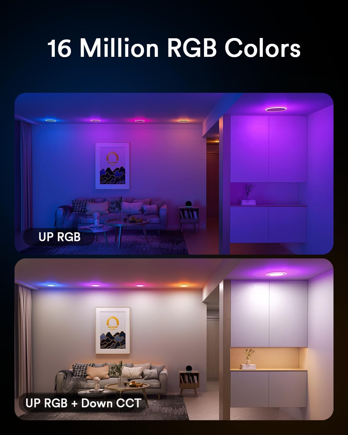 Lumary Smart Recessed Light Pro 4 Inch with RGB/Night Ring, 9W Smart LED Recessed Lighting, Compatible with Alexa & Google Assistant with Junction Box, ETL Listed,1 Pack