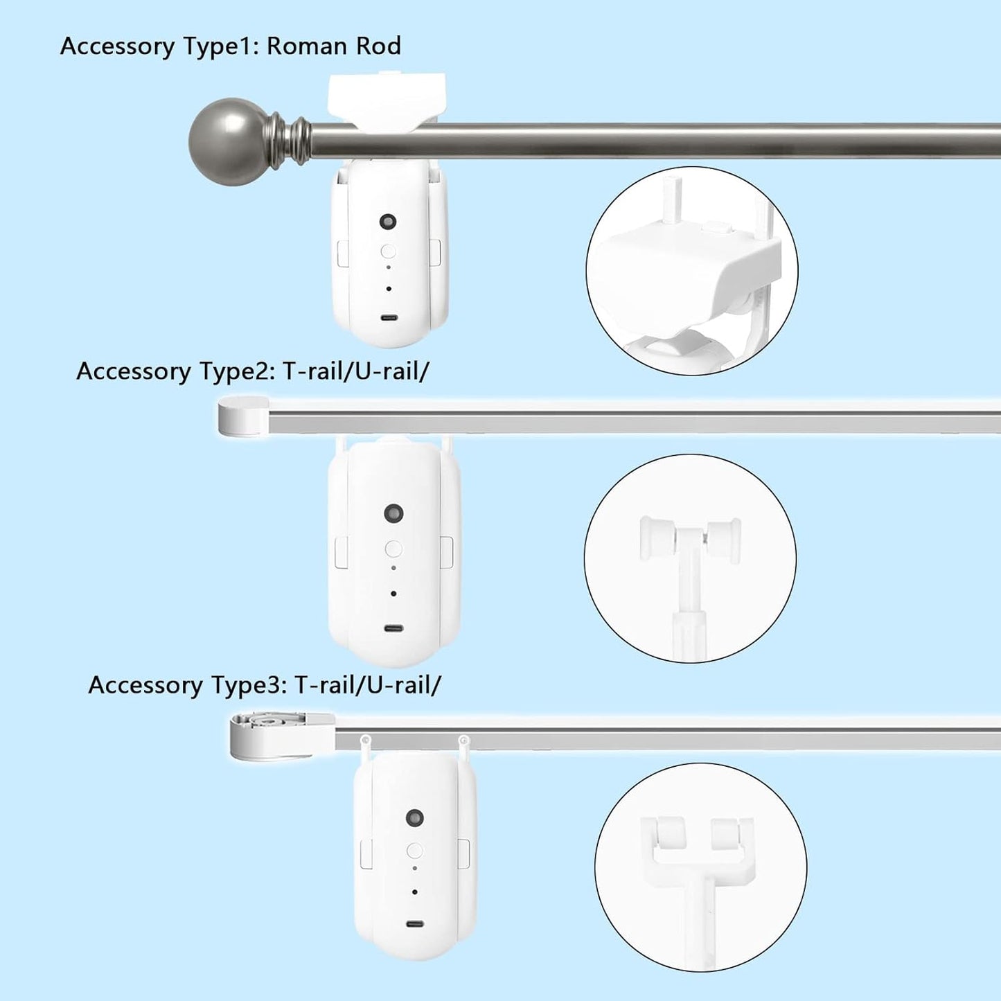 2pcs Tuya Smart Curtain Motor BT Voice Control Switch Electric Curtain Robot APP Control Timer Setup Compatible with Alexa Google Home for Roman Rod