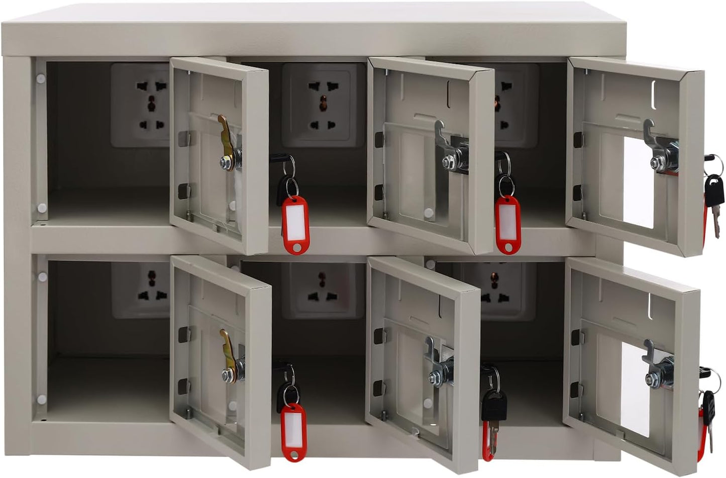 6 Door Cell Phone Locker with Charging Station, Rechargeable Mobile Device Phones Storage Cabinet with Anti-Interlocking Lock for Office Classroom Hotel (6 Slots)