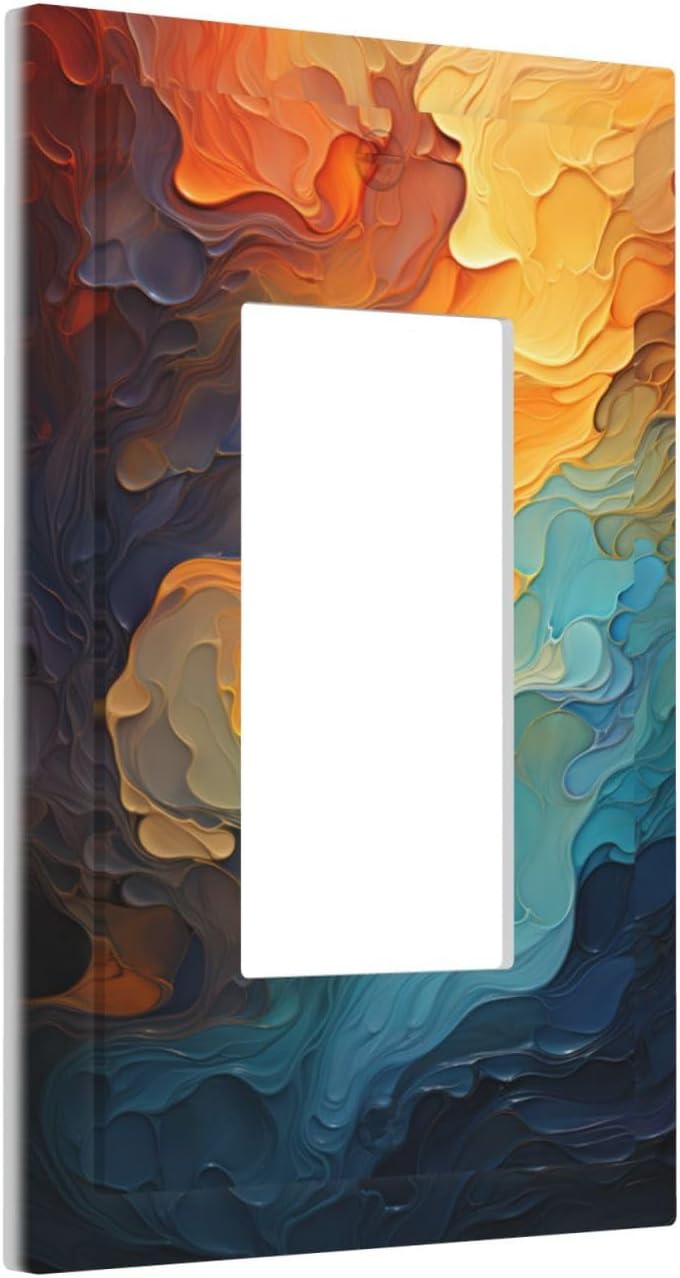 Outlet Covers Abstract Colorful Modern Luxury Rainbow 1 Gang Wall Plates Single Rocker Light Switch Covers Decorative Switch Plates Electrical GFCI Panel Covers for Home Office Decor 5 X 3 IN