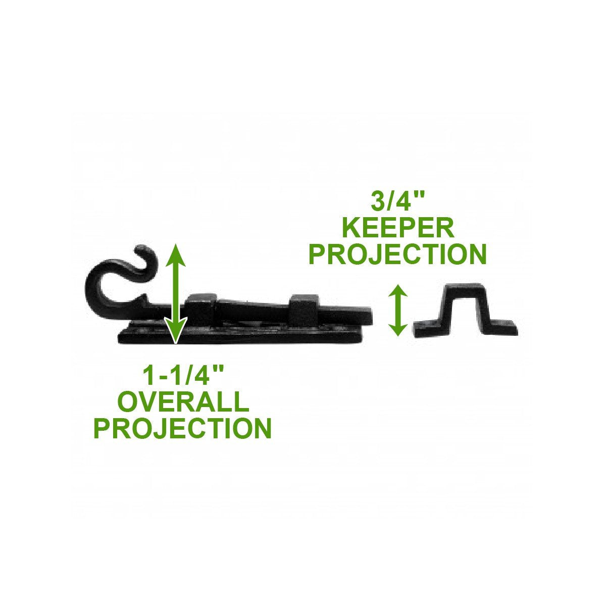 Renovators Supply Manufacturing Black Slide Bolt Door Latch 3 7/8 in. Long Wrought Iron Metal Surface Sliding Bolts with Catch for Cabinet Doors Rust Resistant Security Locks with Hardware Pack of 4
