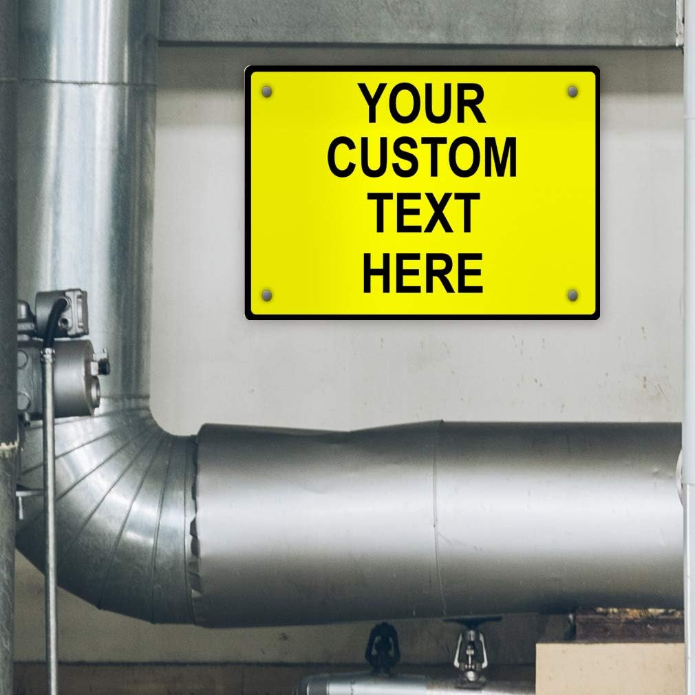 Aluminum Weatherproof Metal Sign Multiple Sizes Custom Personalized Text Here Yellow Black Caution Horizontal Street Signs 24x18Inches