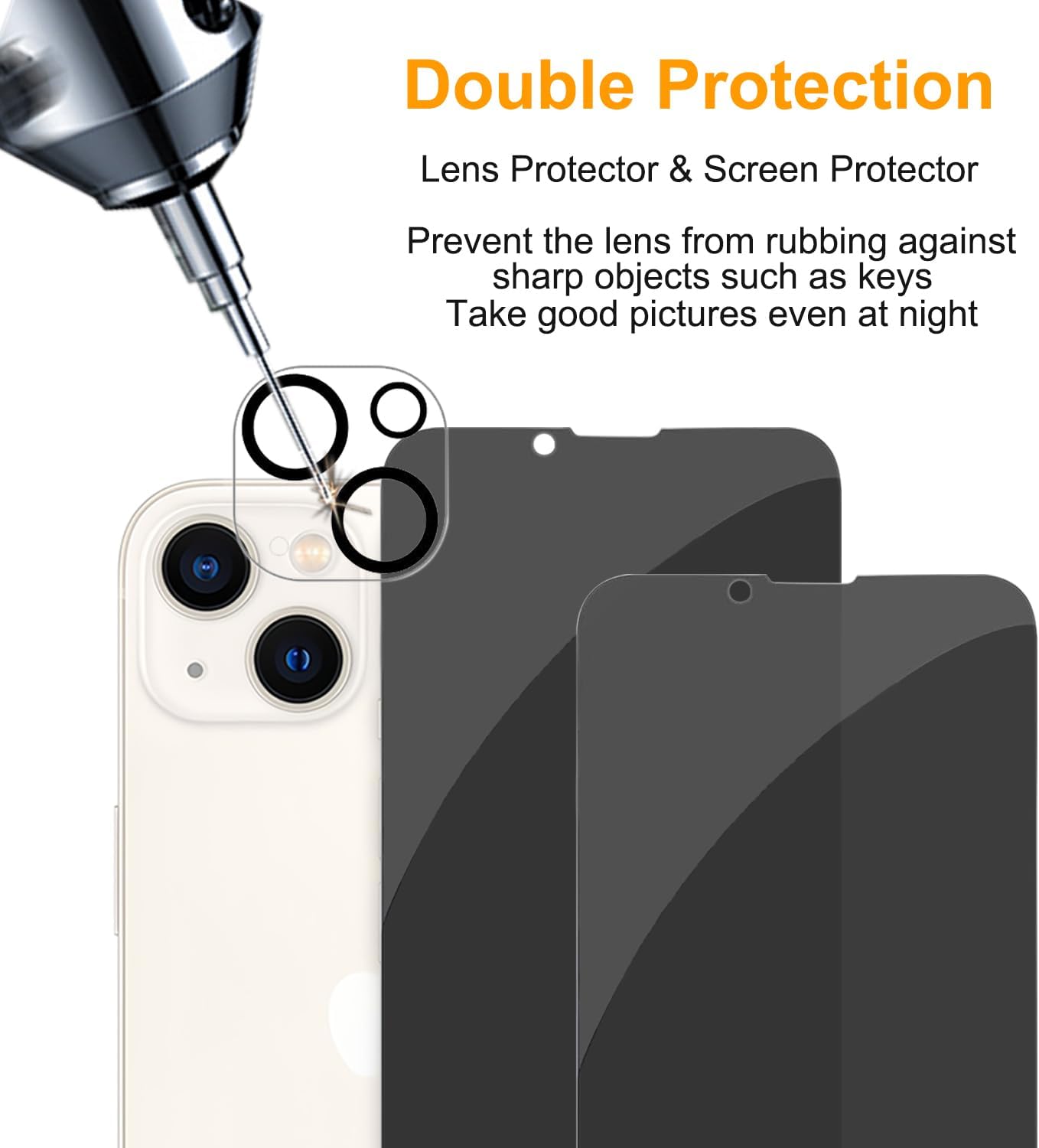 PEHAEL 3+3Pack for iPhone 13 Privacy Screen Protector with Camera Lens Protector Full Coverage Anti-Spy Tempered Glass Film 9H Hardness Easy Installation Bubble Free [6.1 inch]