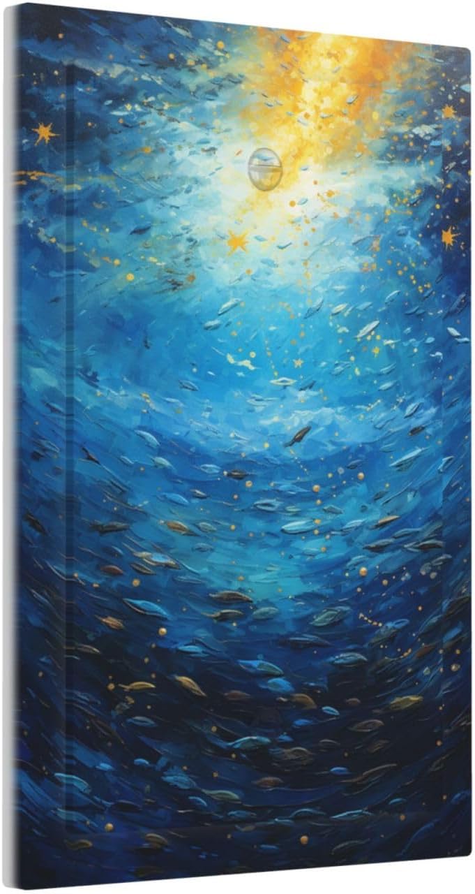 Light Switch Cover Plate Dream Ocean Underwater World Fish Shoal 1 Gang No Device Blank Electrical Wall Plates Faceplate Decorative Switch Plate for Kids room Nursery Decor