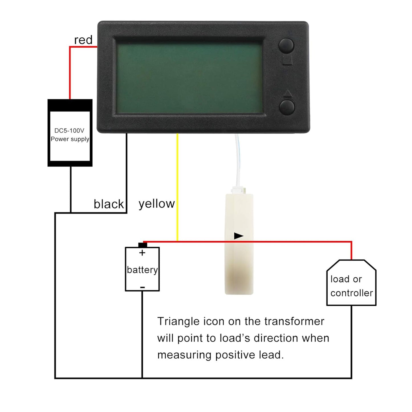 DROK Battery Monitor, Amp Volt Power Watt Meter DC 0-300V 200A STN LCD Display Panel Meter, Current Voltage Energy Capacity Ammeter Voltmeter Multimeter Gauge with Hall Sensor, 2.5m Shielde