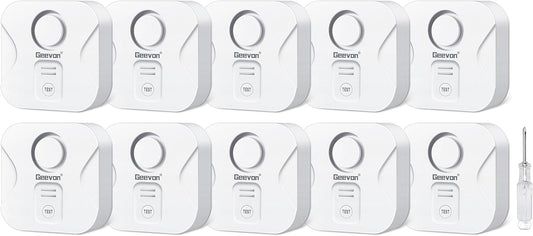 Geevon 4 Pack Water Leak Detectors for Home, 100dB Water Sensor Alarm Flood Leakage Detection Devices for Bathroom, Basements, Laundry Rooms, Kitchen, IP56 Waterproof(Battery＆Screwdriver Included)