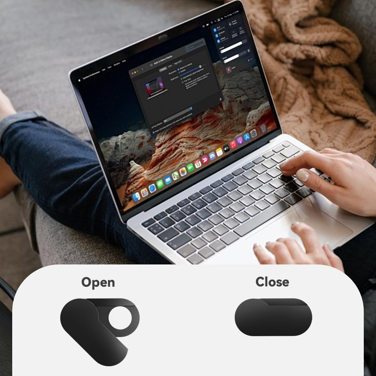 CloudValley [Upgrade Webcam Cover, 0.4 mm Ultra-Thin Metal, Rotating Camera Cover for MacBook Pro, Laptop, MacBook Air, iPad, Tablet, Mac, PC Accessories, 2 Pieces, Black