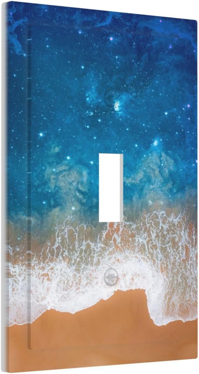 Blue Sea Ocean Beach Waves Single Toggle Light Switch Cover plate Outlet Cover Decorative Switchplate Wall Plates Electrical Panel Cover for Bathroom Living Room 5 X 3 IN