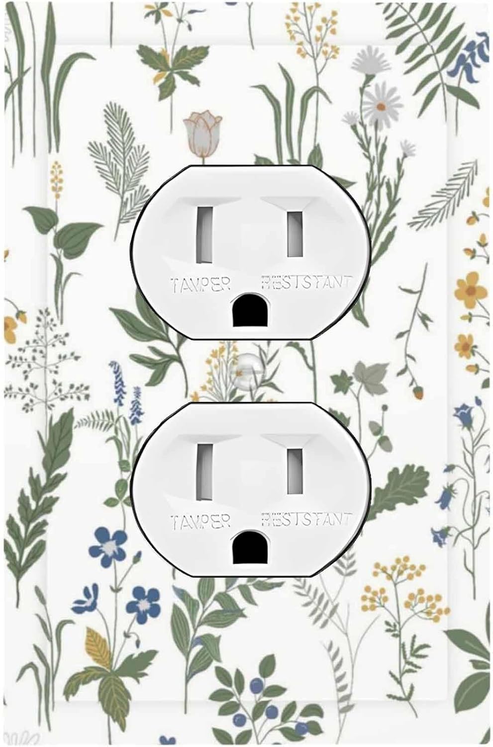 Outlet Covers Floral Green Leaf Plant Flowes 1 Gang Duplex Light Switch Cover Decorative Switch Plates Electrical Receptacle Faceplate Wall Plate For Bed Room Farmhouse Decor