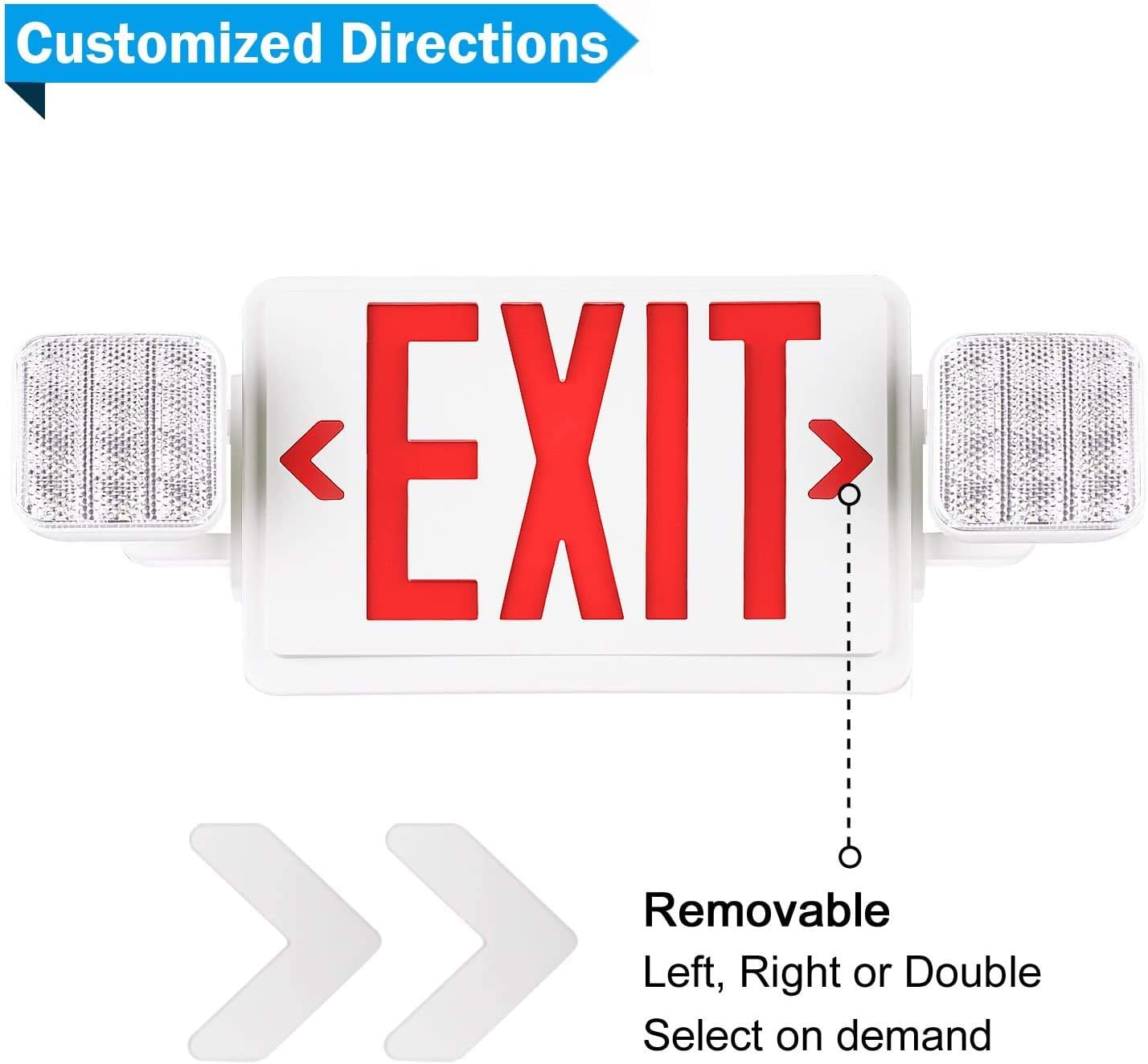 4 Packs Led Red Exit Sign with Emergency Lights Combo & Battery Backup Operated Powered Fire Exit Sign Light-UL Listed 120-277VAC Fire Exit Signs Lighting for Room,Street,Window.Stairs.