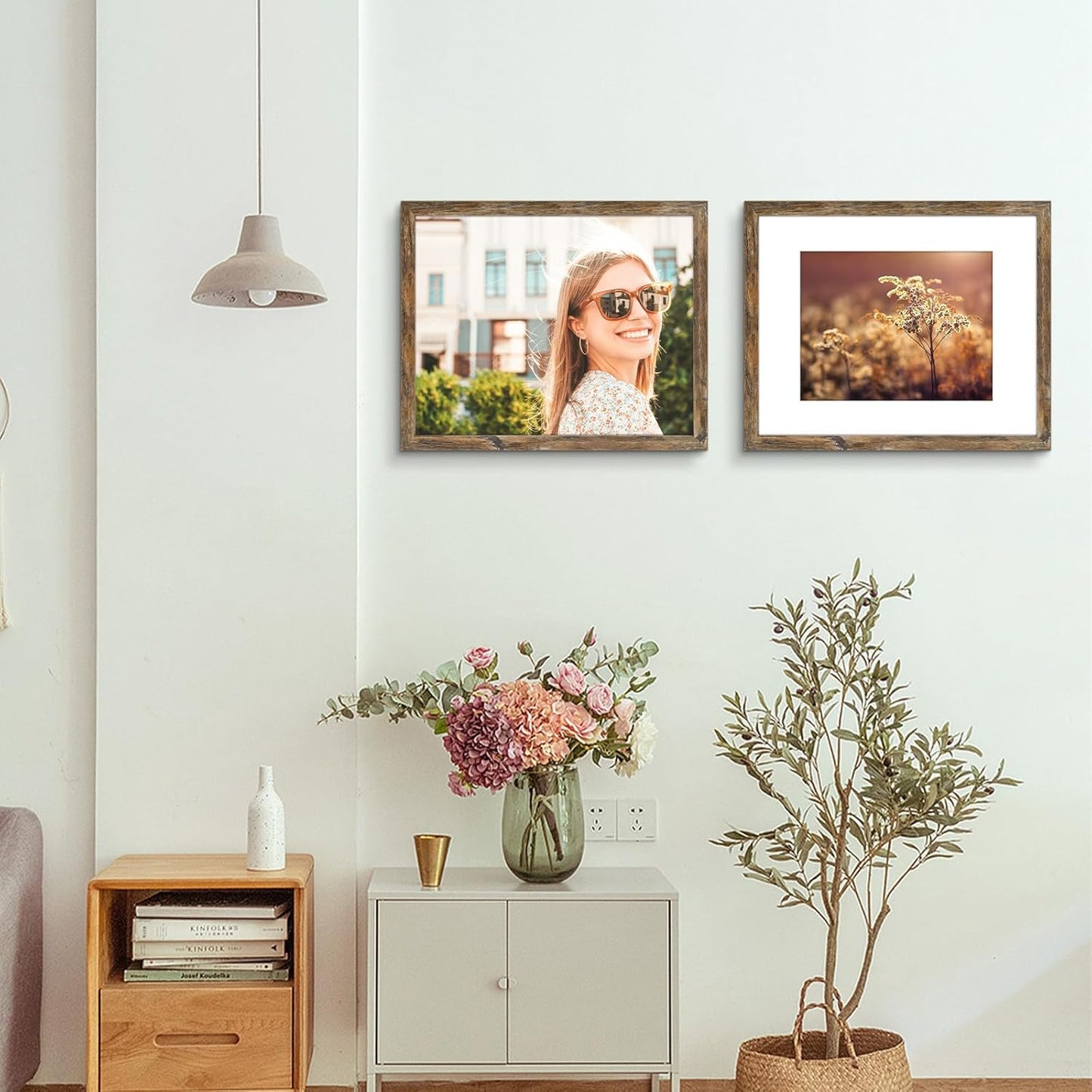 Golden State Art, 16x20 Picture Frame With Mat for 11x14 - High Definition Glass Wall Mounting Horizontal Vertical Display (Light Brown, 1 Pack)