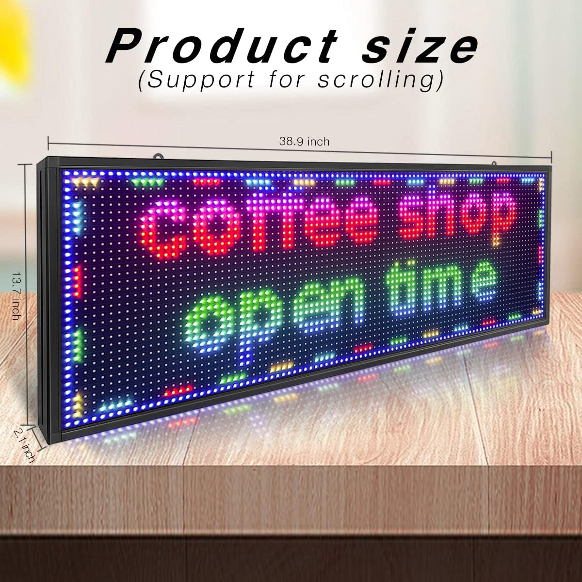 P10 Outdoor LED Sign – 39''x14'' Full Color WiFi Programmable Display Board with High Brightness | Scrolling Text, Images & Video for Store Advertising