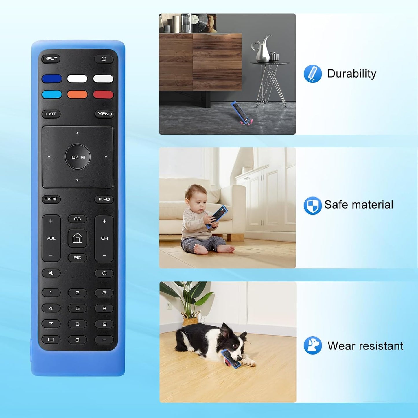 Cover-for-Vizio-Smart-TV-Remote Silicone Case XRT136/ XRT140 (Glow Blue)