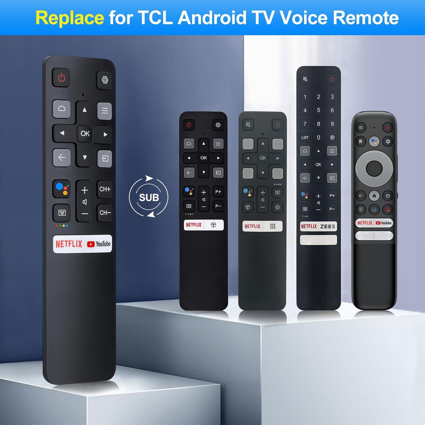 Voice Replacement for TCL-Android-TV-Remote,New Upgraded RC802V for TCL Smart TVs with Google Voice Function