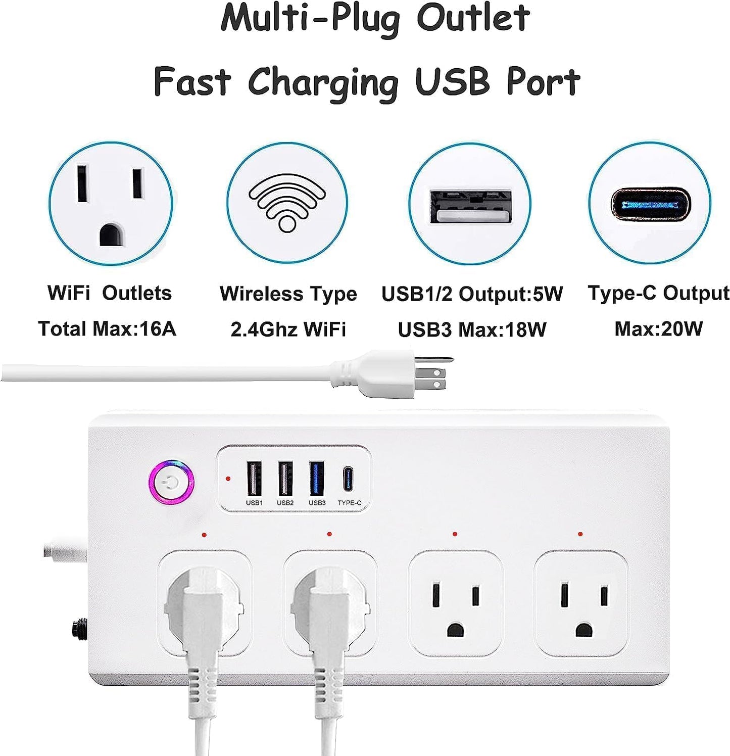 ZigBee Power Strips Surge Protector, USB C Power Strip 20W, Smart Life APP/Timer, 4 Individually Controlled Outlets, Compatible with Alexa Google Home Phillilps HUE, Need ZigBee Gateway Hub
