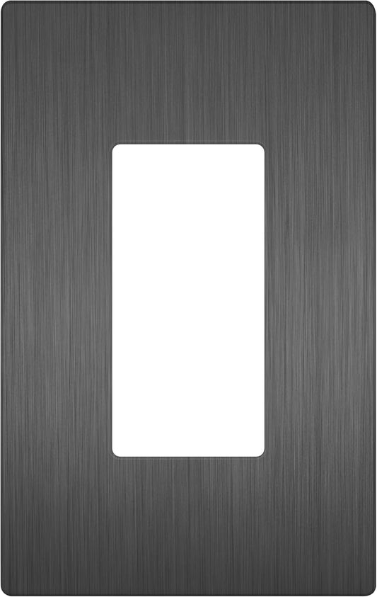 LIDER Brushed Finish Decorator Switch Cover, Screwless Wall Plate, Mid-Size 1-Gang 4.88" x 3.11", Unbreakable Polycarbonate Thermoplastic, UL Listed, LSWP-31M-BSG, Brushed Space Gray