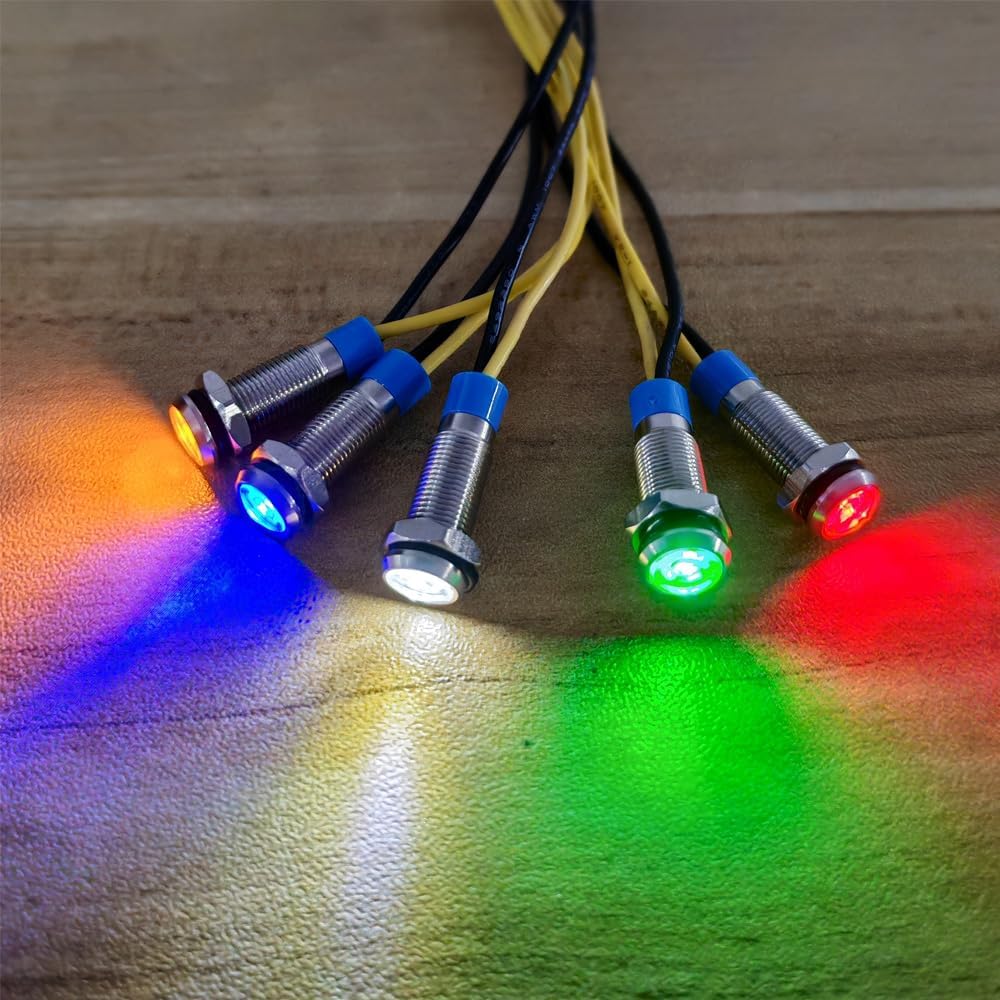 10pcs 6mm LED Metal Indicator Light 110V-220VAC Waterproof Signal Lamp (Blue)