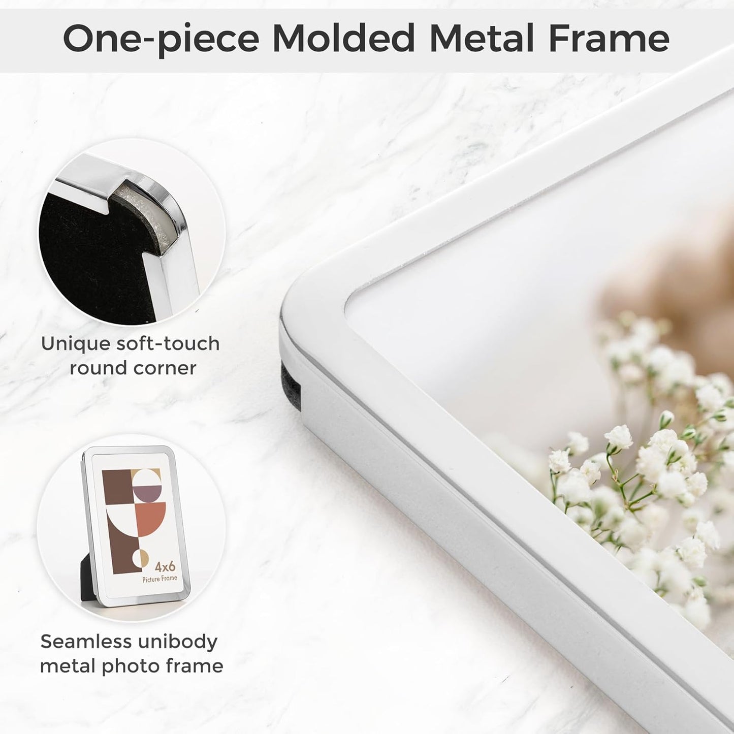 Axeman 11x14 Picture Frame-Metal Rounded Corner Frame 11x14, 11''x14''Photo Frame with Tempered Glass,Tabletop and Wall Display, One-Piece 11 By 14 Metal Picture Frame for images, Silver