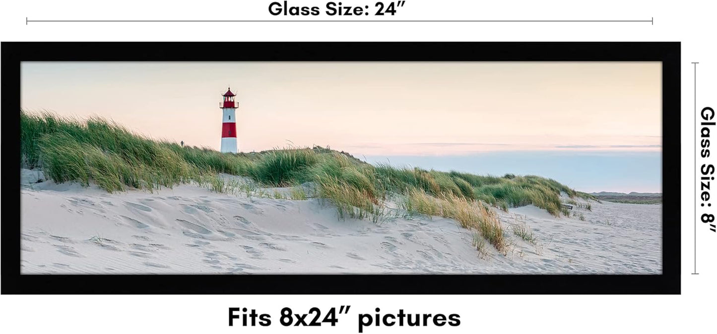 Americanflat 8x24 Picture Frame with Shatter-Resistant Glass - Signature Collection - Gallery-Style Frames Made of Engineered Wood - Photo Frame for Wall Display - Black