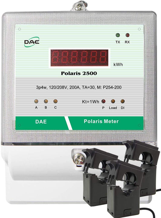 DAE P254-3000 KIT, UL 3000A kWh meter3 Phase 120/208V 50/60Hz RS485, 3 Split CTs (3", 5" Inner Dimension)